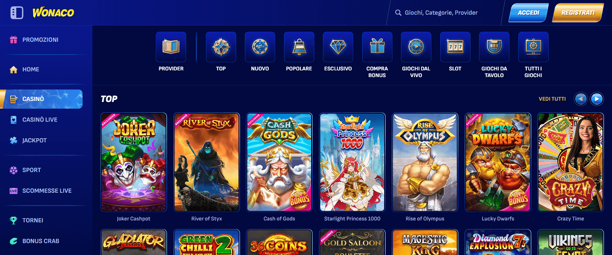 Wonaco casino online stranieri